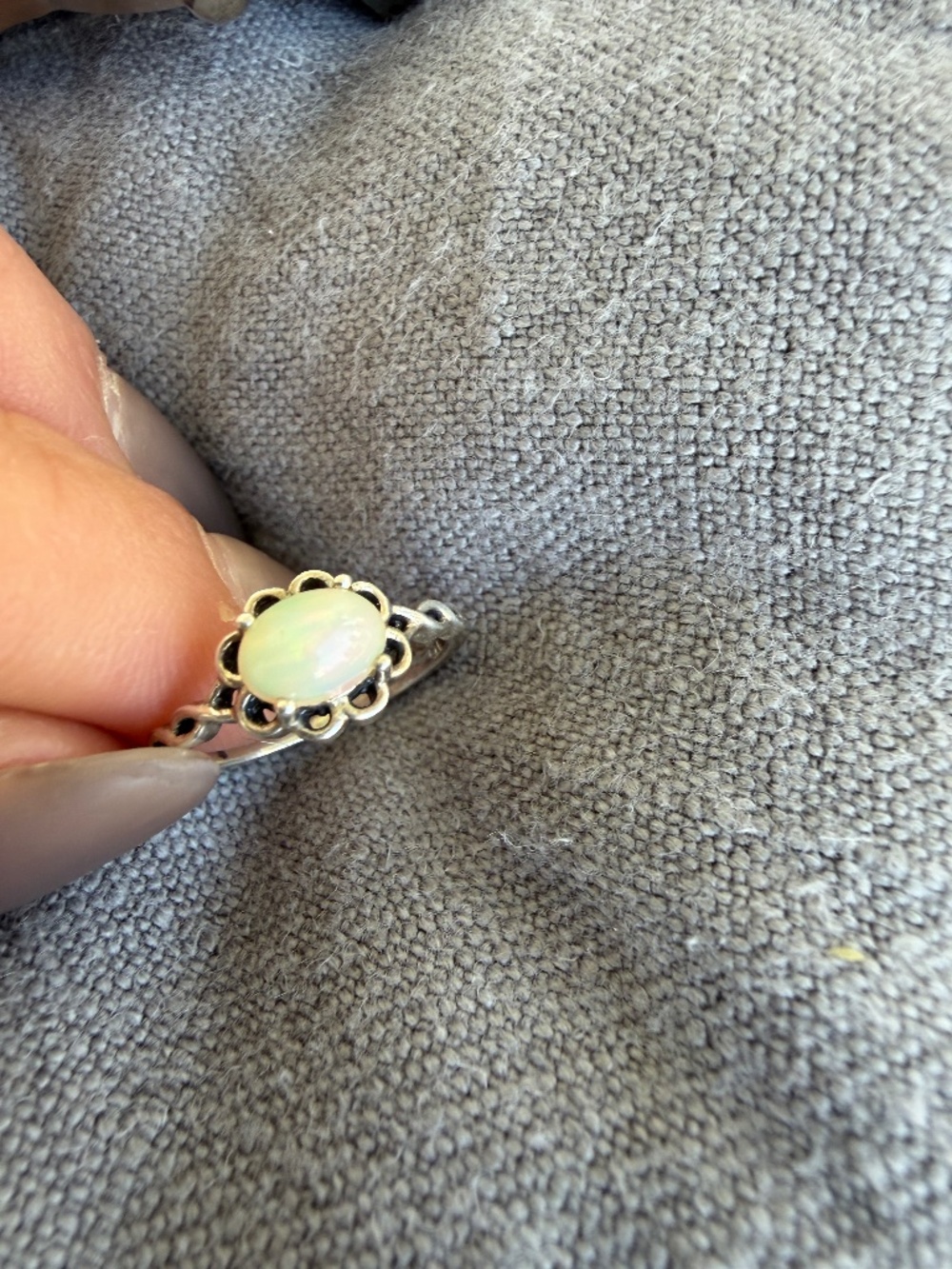Silver opal ring